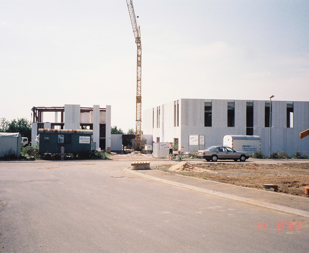 Unternehmensgebäude im Sonnenuntergang