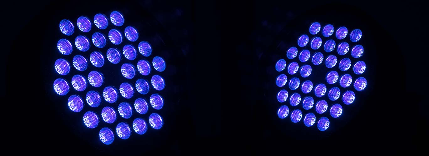DELIBANG Lumière Noire, UV Par LED Projecteur DMX512 avec Télécommandée,  Lumière Disco DJ avec Changement de Couleur Lumière de Fête pour le  Mariage, Noël, Party Club, KTV, Halloween (36 Uv-1) : 